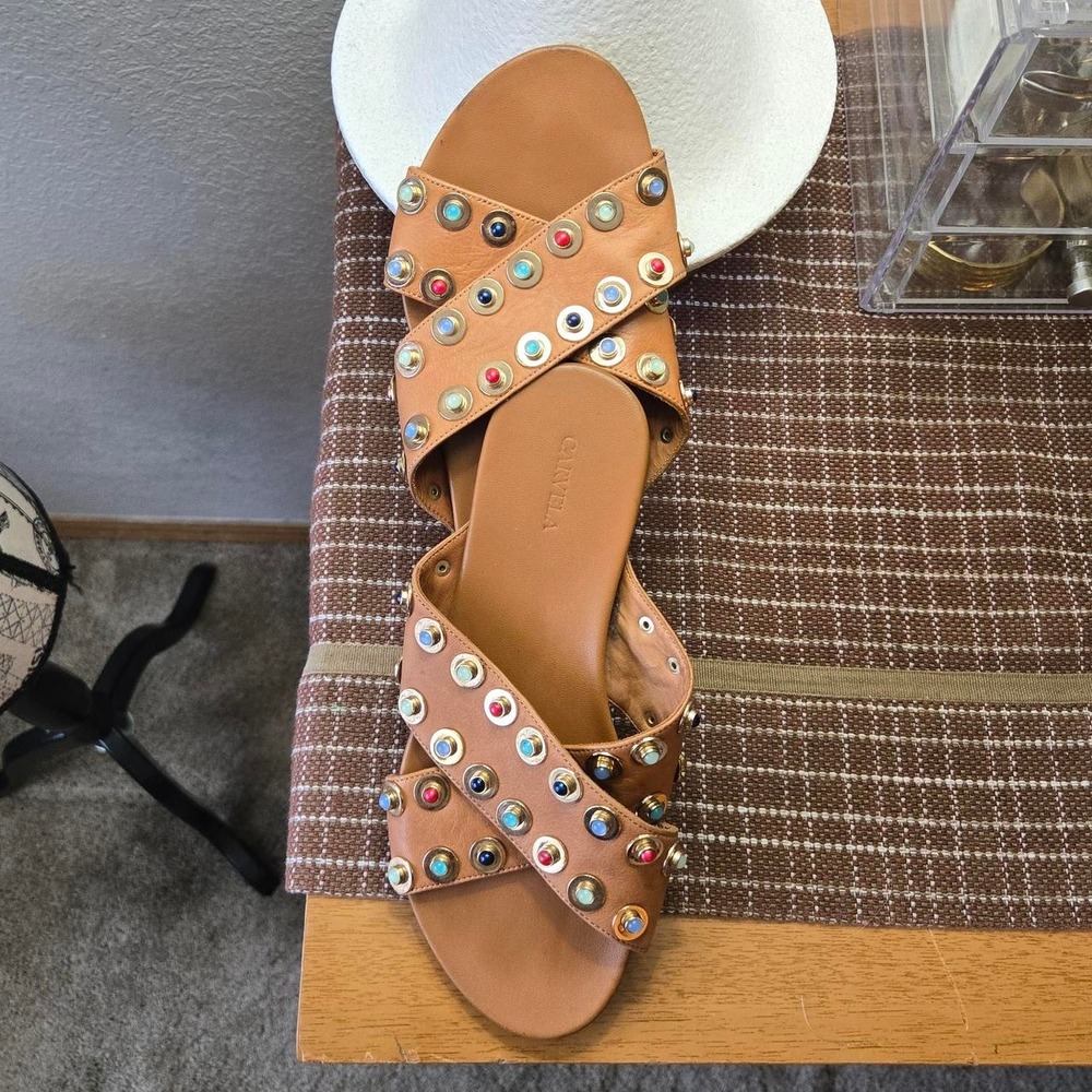 Carvela Criss Cross Jeweled Slides